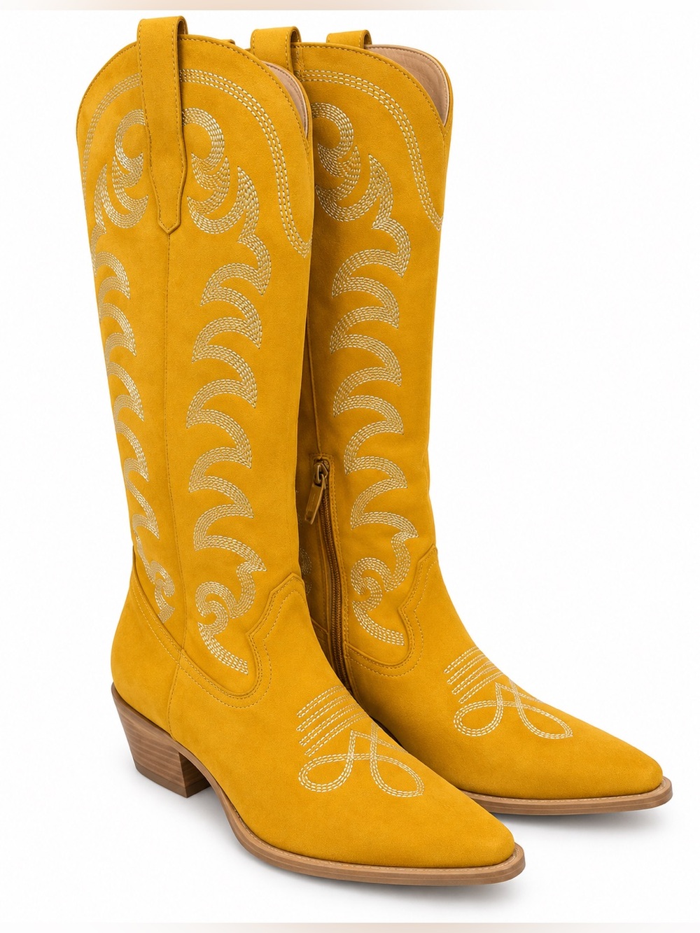Golden Yellow Western-Stitch Knee-High Boot size 8